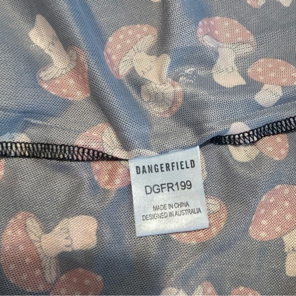 Dangerfield Sheer Black Mesh Mushroom Print Unique Alt Goth Mock Neck Dress 6 - Picture 10 of 11